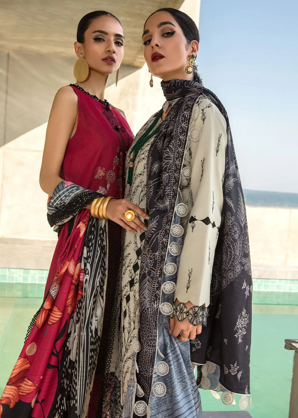 Red Luxury Lawn Suit | Rang Rasiya | Florence Lawn '23 | FREESIA - D2
