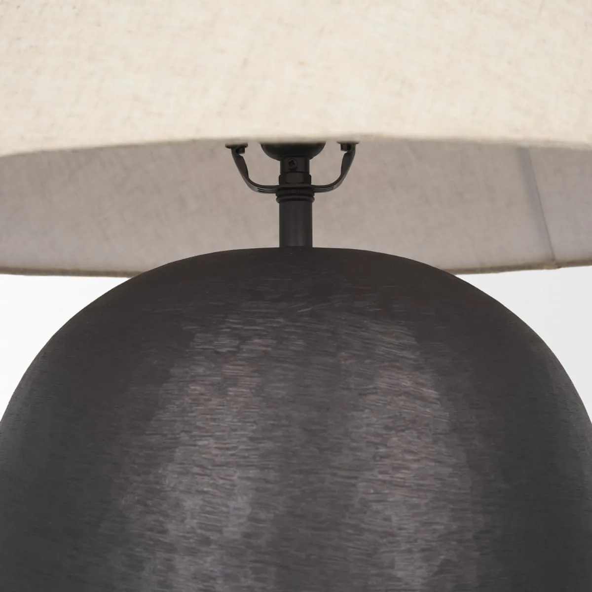 Sadiyah Table Lamp Black Metal | Natural Shade