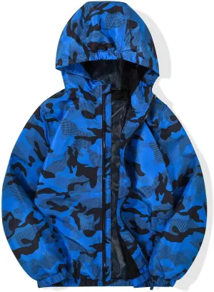 SUNDAY ROSE Boys Windbreaker Jacket Hooded Lightweight Windroof Water-resistant Outdoor Coats for Kids