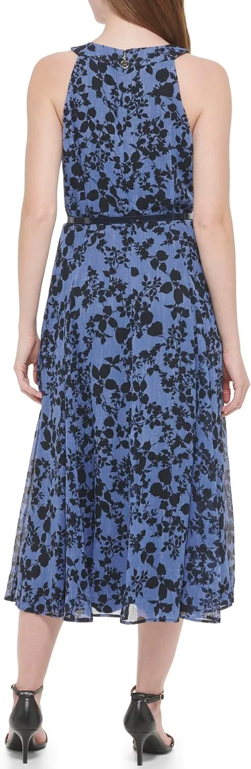 Tommy Hilfiger Women's Sleeveless Halter Neck Fit & Flare Midi Dress