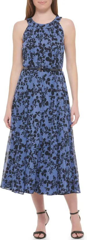 Tommy Hilfiger Women's Sleeveless Halter Neck Fit & Flare Midi Dress