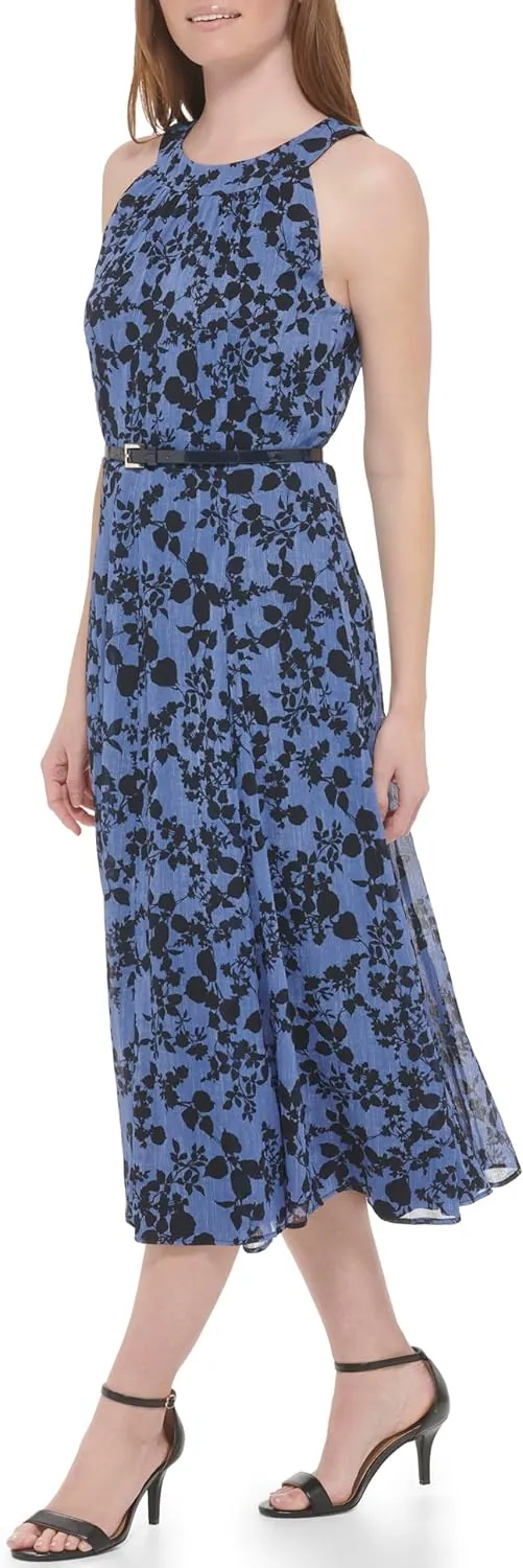 Tommy Hilfiger Women's Sleeveless Halter Neck Fit & Flare Midi Dress