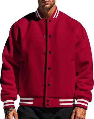 Varsity Jacket For Men Baseball Bomber Jacket Cotton Blend Letterman Jackets Trendy Lightweight Casual Coat