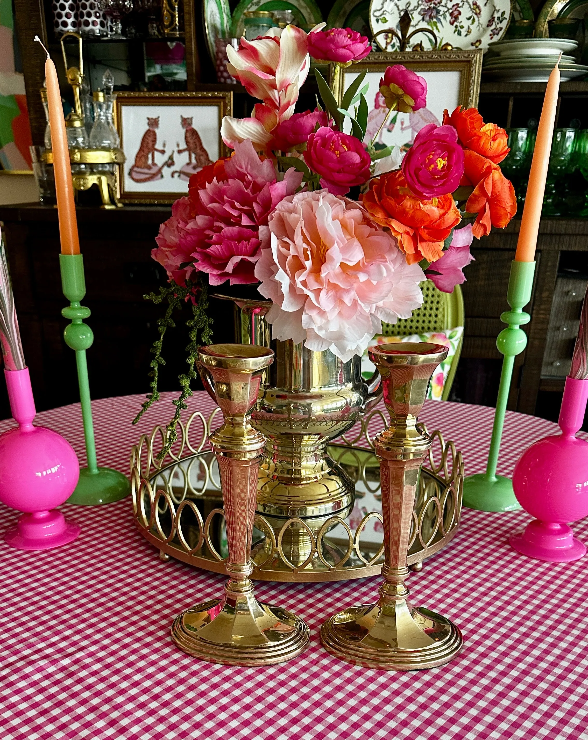 Vintage Brass Candle Holders,Traditional, Pair, Oval Base