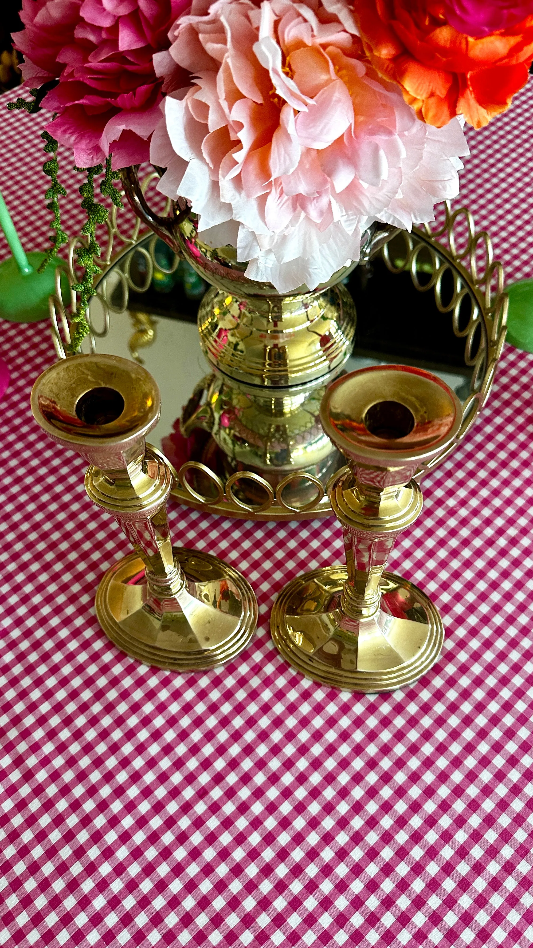 Vintage Brass Candle Holders,Traditional, Pair, Oval Base