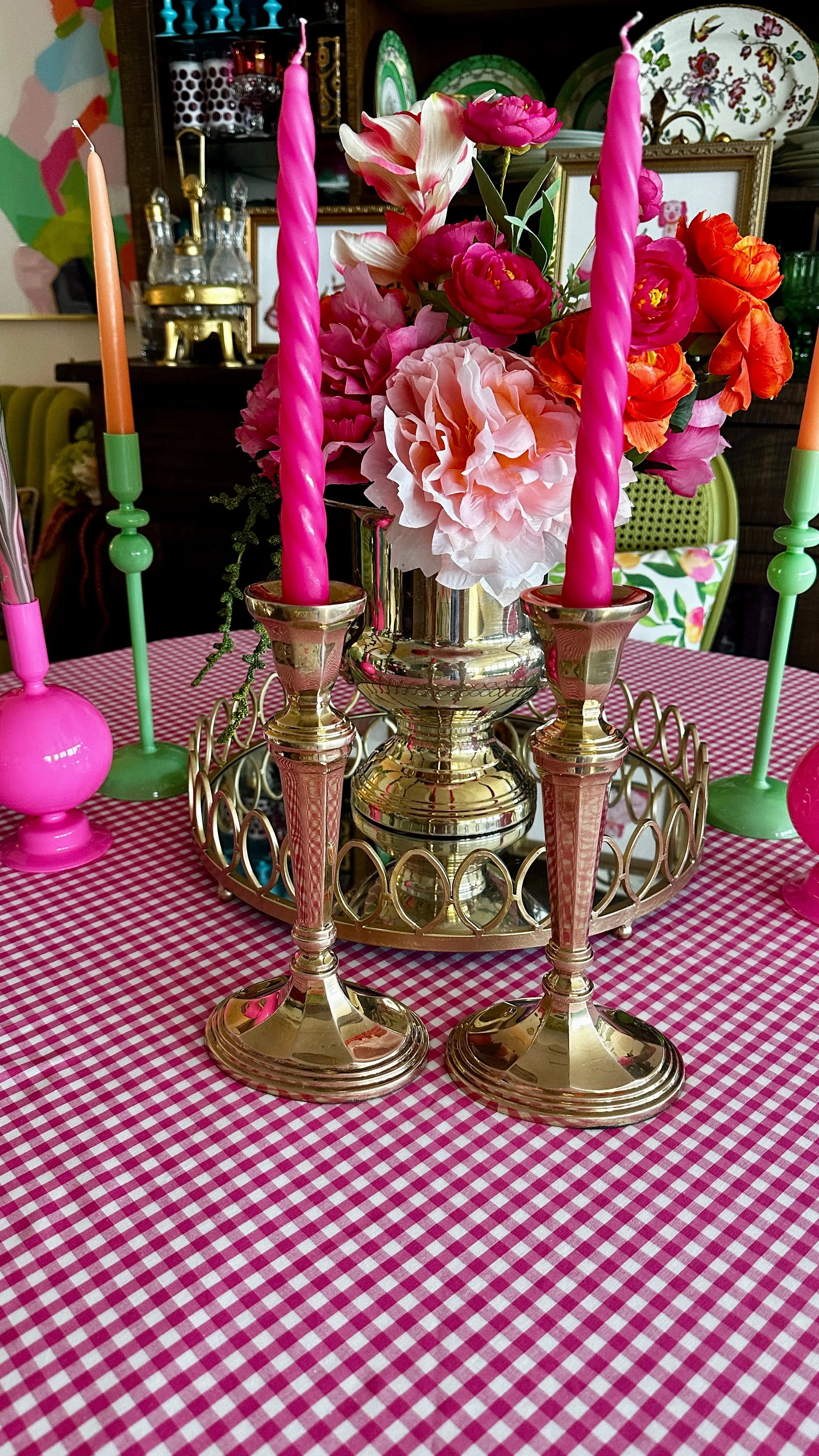 Vintage Brass Candle Holders,Traditional, Pair, Oval Base