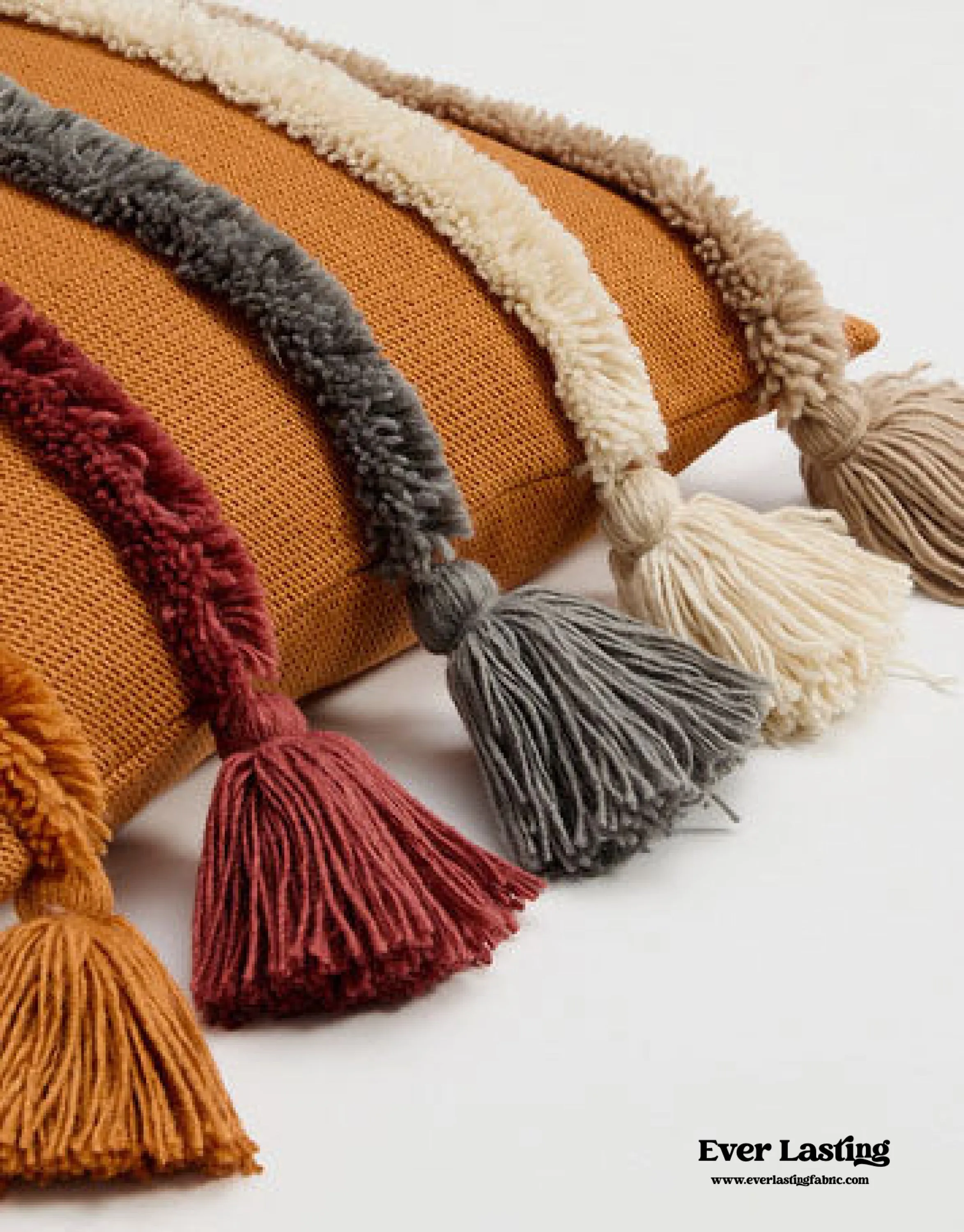 Warm Tone Fall Tufted Pillows with Tassels / Beige