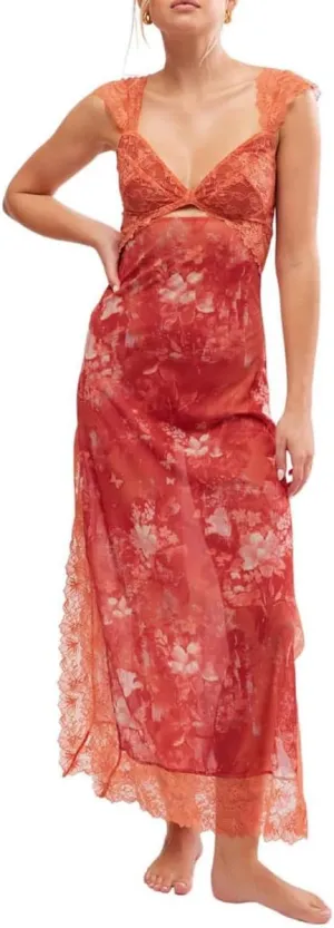 Women Sexy Lace Patchwork Mesh Maxi Dress Floral Print Cutout Sweetheart Neck Backless Slit Summer Y2K Long Dresses