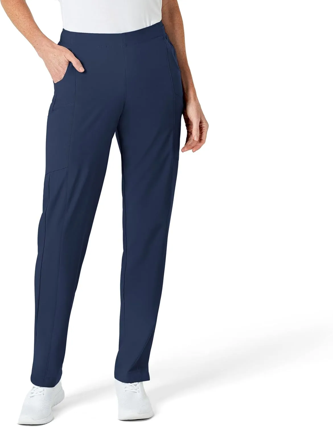 Women W123 Flat Front Cargo Scrub Pant, Navy, Medium